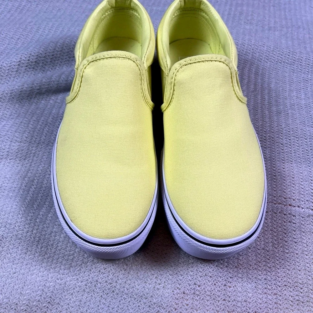 Vans Slip On Shoes Yellow Womens 8 Platform Skater Casual Comfort Classic Summer